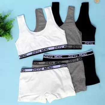 3 комплекта тренировочного бюстгальтера для девочек, детский жилет, студенческие детские бюстгальтеры для периода полового созревания, комплект нижнего белья one size разноцветный