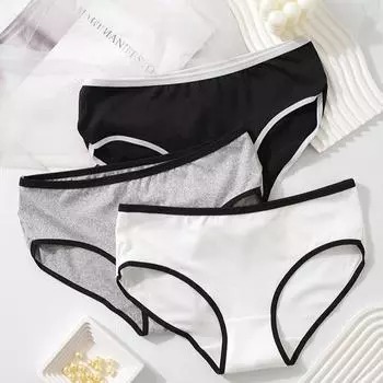 3 комплекта женского нижнего белья молочного шелка черного, белого и серого цвета, мягкое, высокоэластичное, комфортное, голое на ощупь, нижнее белье для девочек M