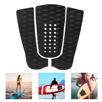 3-компонентная накладка для доски для серфинга EVA Traction Pad Adhesive Professional Tail Pad/Подходит для всех досок - досок для серфинга, коротких досок, лонгбордов, скимбордов чёрный
