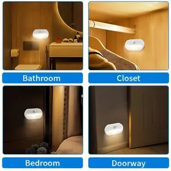 3-компонентный матовый светодиодный ночник с датчиком движения, питание от батареек, возможность установки на стену или отдельно