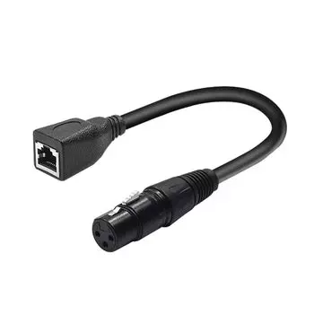 3-контактный / 5-контактный XLR Male/Female to RJ45 Female удлинительный кабель XLR DMX кабель для динамиков, микшеров, звукового и сценического осветительного оборудования - 30 см/50 см XLR Male to RJ45 -3pin чёрный
