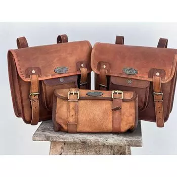 3 коричневых боковых сумки из овечьей кожи комбинированный комплект для кофров седельной сумки мотоцикла коричневый