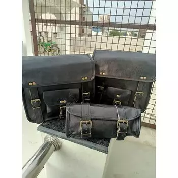 3 кожаные черные седельные сумки мотоциклетные багажные корзины передняя вилка чёрный