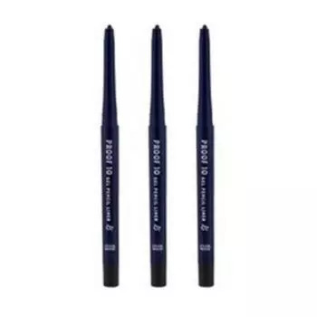 3 куска) Водостойкий карандаш Etude House Proof 10 Gel (нет. 1 Водонепроницаемый черный, Нет. 1 водонепроницаемый черный, 3 шт.)