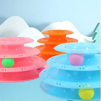 3-слойная интерактивная башня, игрушка для кошек, проигрыватель, роликовые шарики, игрушки для кошек, котенок, головоломка, трек, игрушка, принадлежности для дрессировки домашних животных