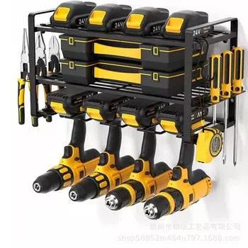 3-уровневая стойка для электроинструмента, настенный держатель для хранения ручных электродрелей, прочная плавающая полка для инструментов, органайзер для гаража