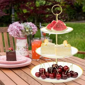 3 Layers Cake Cupcake Plate Stand Fittings Holder Rod For Wedding Party Dessert Tray Fruits Desserts Dish Plates Stand Rod