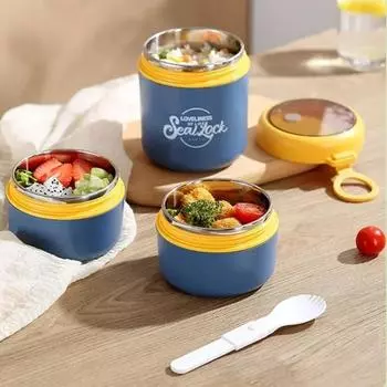 3-Layers Portable Soup Cup 304 Stainless Steel Liner 3 Separate Stackable Lunch Container for Adult Kids Lunch Food Container 3Layers