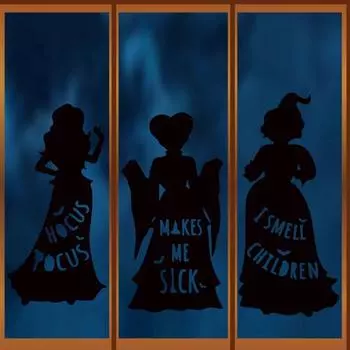 3 листа Хэллоуин Ведьма Окно Клеить Водонепроницаемый ПВХ Жуткий Черный Силуэт Ведьмы Домашний Офис Стеклянная Дверь Украшения Статическая Наклейка Наклейка 1 Set