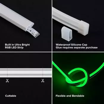 3 м 5 м 10 м RGB неоновая световая лента 4pin гибкая однородная 2835 RGB неоновая вывеска силиконовая полноцветная световая лента 108 светодиодов/м 24 В IP67 3m