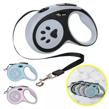 3 м 5 м нейлоновый поводок для собак для маленьких и средних собак, выдвижной, прочный, с отпечатком лапы, щенок, тяговый трос, чихуахуа, мопс, товары для животных 3m чёрный