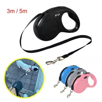 3 м 5 м прочный нейлоновый поводок для собак средних и маленьких собак кошек на открытом воздухе для прогулок автоматический выдвижной поводок для щенков французский бульдог товары для домашних животных 3M розовый