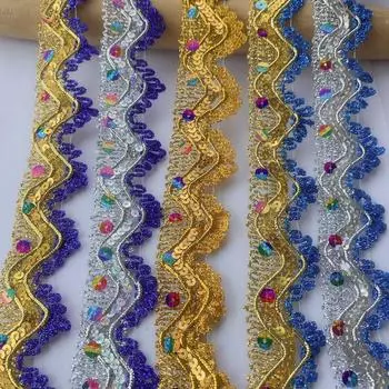 3 м/9,84 фута в каждой сумке, золотые, серебряные кружевные бейки, большие широкие ленты шириной 3,5 см, аксессуары для штор, ручная работа, шитье своими руками, цветочная отделка из блесток
