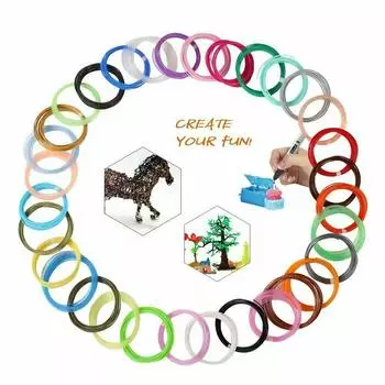 3 м/рулон 1,75 мм, ручка для 3D-печати, стержни для ручки, 10/20 цветов, креативные хобби, PLA, пластиковые каракули 3M x 10 Colors(Total 30M)