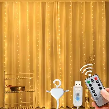 3 м USB светодиодные сказочные гирлянды для занавесок, гирлянда для новогоднего праздника, вечеринки, свадьбы, дня рождения, спальни, Рождества, домашний декор гирляндой USB Power&3Mx1M