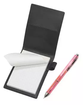 3 Mecha Japan Clear Pen Mechanical Recycled Cowhide Leather Mini Notebook Cover (2-Color + Pencil) Set, Pink, T23-LS022P-B-CL3M-P розовый