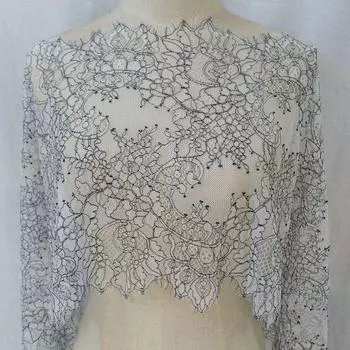 3 метра кружевная отделка для ресниц, WM, мягкая трикотажная светло-серая + черная кружевная ткань для ресниц, 100% нейлон, кружево для нижнего белья, черно-белая отделка, ширина 35 см * 300 см