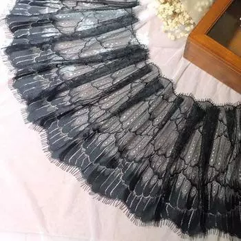 3 метра кружевная отделка, односторонние черно-белые градиентные ресницы, кружевная отделка, одежда, волнистые кружевные аксессуары, украшение для штор, юбка, кружево белый