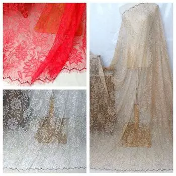 3 метра кружевная ткань для ресниц, белая, черная двухцветная кружевная отделка для ресниц, мягкий красный оттенок кожи, французская двусторонняя цветочная кружевная ткань 150 см чёрный/белый