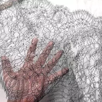 3 метра кружевная ткань с ресницами, белая, черная сетчатая пряжа, кружевная отделка одежды, юбка, кружевная ткань, украшение для одежды с вышивкой