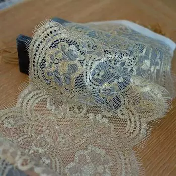 3 метра, кружевная вышивка с золотой нитью, кружево с ресницами, аксессуары для одежды, изысканная юбка с цветком, аксессуары для шляпы