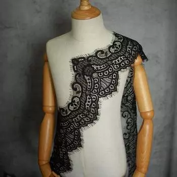 3 метра кружевные ресницы, утолщенные и прядные ресницы, кружевная отделка, аксессуары, волнистые ресницы, кружевной край, вуаль ручной работы, материал одежды белый