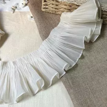 3 метра/лот 10 см в ширину белая бежевая сетчатая плиссированная кружевная юбка подол с кружевным декором материал для самостоятельного изготовления белый