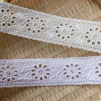 3 метра/партия 5 см отбеленная белая хлопковая ткань с ажурной вышивкой и кружевной отделкой простая и элегантная белый