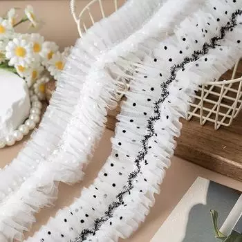 3 метра/партия, 5 см в ширину, 4 слоя, черно-белая плиссированная сетка, кружево, одежда, воротник, манжеты, пояс, декоративные аксессуары 3meters белый