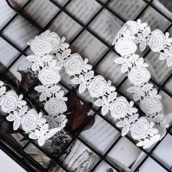 3 метра/партия, качественный 100% чистый хлопок, вышитая роза, утолщенная кружевная отделка, детская одежда, кружево, декоративные материалы своими руками 2cm wide