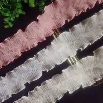 3 метра/партия, ширина 6 см, абрикосовый/белый/розовый, 2 слоя, 3D сетка, плиссированная кружевная отделка, тюль, кружево, ручная работа, сделай сам, детский рукав, пышная юбка-торт розовый