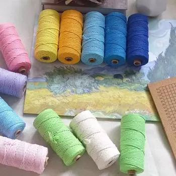3 мм 100% хлопковый шнур, красочная веревка ручной работы, витая веревка для макраме, сделай сам, домашние свадебные украшения, поставка, пленка, упаковка, 100 м 3.02mm