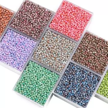 3 мм 10 г/пакет однотонные стеклянные бусины в стиле Пикассо в виде риса для самостоятельного изготовления браслета, ожерелья, сережек, колец, ювелирных изделий, аксессуаров 3mm 10g/bag