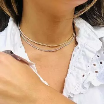 3 мм 16 дюймов/18 дюймов/20 дюймов серебристого цвета теннисная цепочка колье-колье регулируемое ожерелье-чокер с цирконием подарок для нее