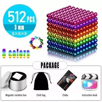 3 мм 5 мм Магнитные шарики 512 Магнитная декомпрессия Магнитные шарики Головоломка Декомпрессионная игрушка Волшебный шар Баркера 3mm