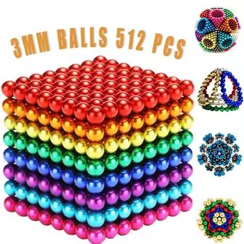 3 мм 5 мм Магнитные шарики 512 Магнитная декомпрессия Магнитные шарики Головоломка Декомпрессионная игрушка Волшебный шар Баркера 3mm