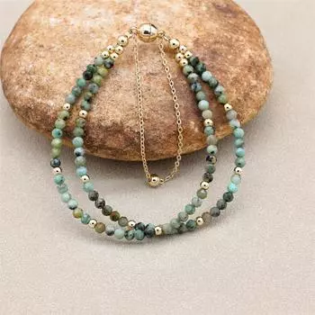 3 мм двухслойные африканские бусы из яшмы, браслеты-подвески, магнитная пряжка, позолоченный богемный браслет, женские украшения