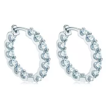 3 мм Муассанит Стерлингового Серебра 925 Светлые Роскошные Модные Яркие Серьги-кольца Женские Обручальные Ювелирные Изделия Высокого Качества белый