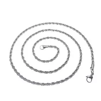 3 мм Новое хип-хоп ожерелье из нержавеющей стали с жареным тестом, цепочка из витой веревки, цепочка из витой веревки, большое ожерелье из жареного теста, цепочка из витой веревки 60cm