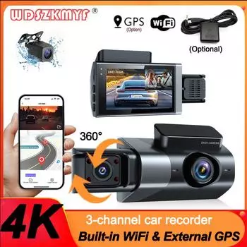 3 объектива 4K DashCam для автомобилей DVR GPS WIFI камера заднего вида для автомобиля Видеорегистратор ночного видения Парковочный монитор Автомобильные аксессуары NONE
