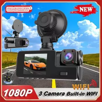 3 объектива WIFI автомобильный видеорегистратор 1080P видеорегистратор автомобильная камера для транспортного средства видеорегистратор камера заднего вида ночное видение черный ящик автомобильный аксессуар NONE