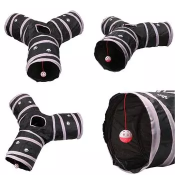 3 отверстия 2 цвета складной туннель для кошек в помещении и на улице игрушка для дрессировки кошек для кошек кроликов игровой туннель для животных трубка Y-образное соединение