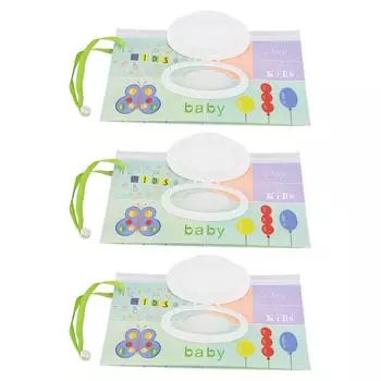 3 Pack Baby Wet Wipes with Flip Open Lid Refillable Portable Loop Printed Dispenser Carrying Case Ho