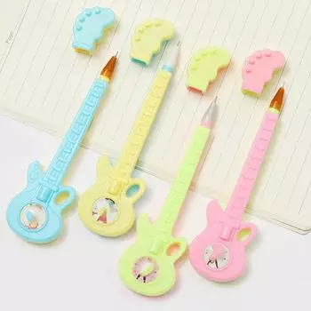 3-pack Cartoon Creative Musical Instrument Gel Pen Guitar Black Water Pen Office Pen Student Stationery Random Colors
