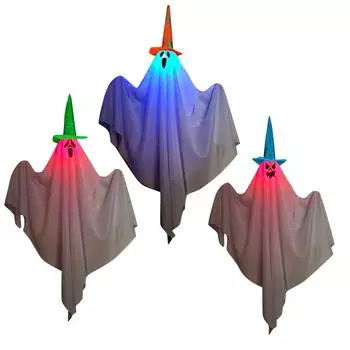 3 Pack Light-up Halloween White Hanging Decorations,Hanging s For Trees, Outdoor Halloween Dcor One Size