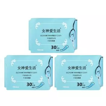 3 pack/lot love anion sanitary pads menstrual anion 155mm length cotton soft feminine hygiene product 90 pieces CHINA зелёный