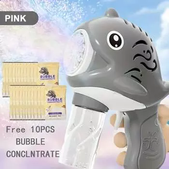 3 Packs Bubble Guns Machine,Whale Automatic Bubble Maker, Buble Gun With 30 Bubble Solutions For Kids, Bubble Blaster For Summer Toys, Party Gray