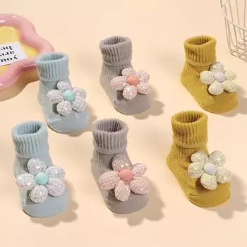 3 pair of baby socks pretty floral handmade babe warm leg socks exquisite gift sock set for newborns