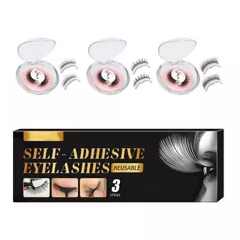 3 пары самоклеящихся накладных ресниц без клея, искусственные ресницы в коробке, многоразовые накладные ресницы E 3-machine + tool