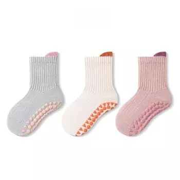 3 Pairs Kids Cotton Socks Boys and Girls Cute Comfortable Breathable Baby Non-slip Floor Socks Spring Autumn For 0-5 Years S(0-1Y)